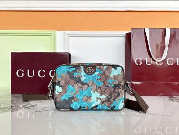 Bagsaaa Gucci Ophidia small crossbody bag 839155 blue GG fabric - 24cm