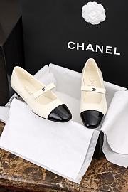 Bagsaaa Chanel White and Black Shiny Lambskin Mary Janes Flats - 1