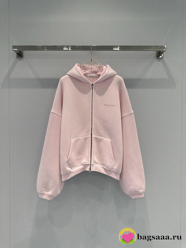 Bagsaaa Alexander Wang logo-detail zip-up hoodie pink - 1