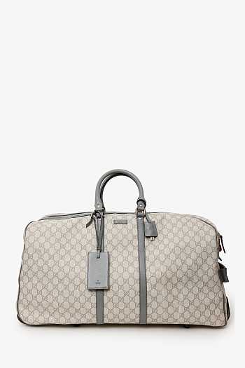 Bagsaaa Gucci Beige GG Plus Monogram Large Carry On Duffle Trolley - 58cm
