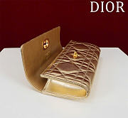 Bagsaaa Miss Caro Top Handle Pouch Metallic Pale Gold-Tone Macrocannage Calfskin - 24cm - 3