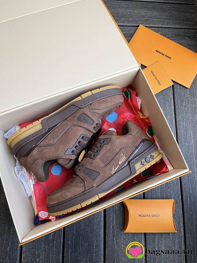 Bagsaaa Men's LV Trainers in brown Damier - 1