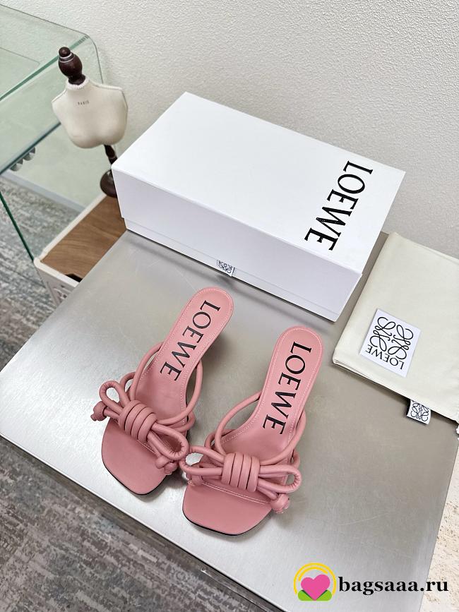 Bagsaaa Loewe Flamenco Knot sandal in lambskin pink - 1