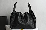 Bagsaaa Chanel Small 25 Hobo Bag made of black shiny caviar leather with ruthenium hardware - 30cm - 1