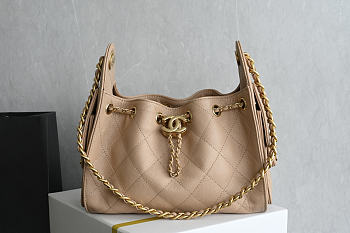 Bagsaaa Chanel Mini 25 Hobo Bag Beige Caviar & Gold Hardware - 22cm