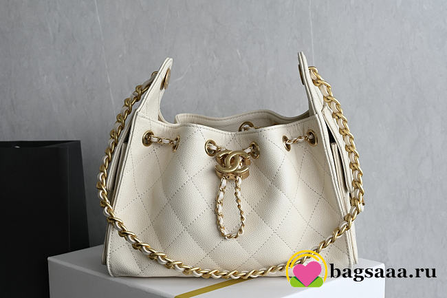 Bagsaaa Chanel Mini 25 Hobo Bag White Caviar & Gold Hardware - 22cm - 1