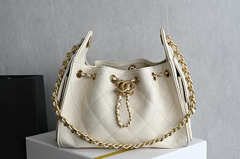 Bagsaaa Chanel Mini 25 Hobo Bag White Caviar & Gold Hardware - 22cm