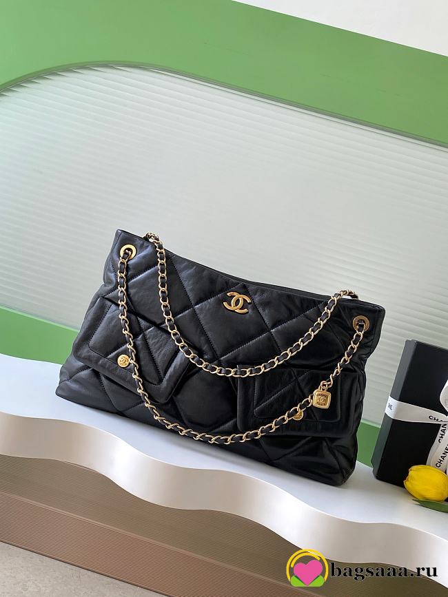 Bagsaaa New Collection 2026 Chanel Shopping Bag Shiny Lambskin & Gold AS5740 - 38cm - 1