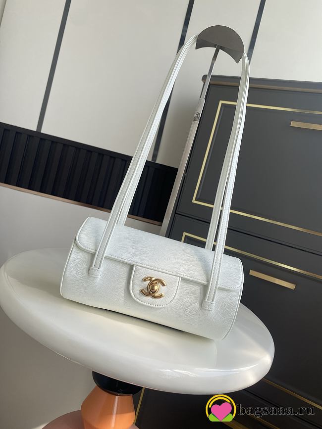 Bagsaaa New Collection 2026 Chanel Small Bowling Bag AS6143 White - 20.5cm - 1