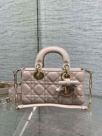 Bagsaaa Dior Mini Lady D-Joy Bag Rose Soupir Cannage Lambskin - 19cm