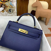 Bagsaaa Hermes Mini Kelly sapphire blue epsom - 19cm - 4