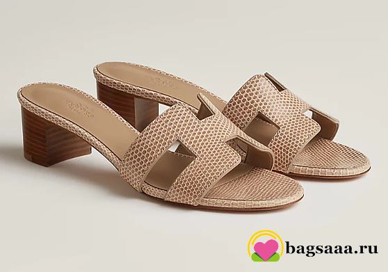 Bagsaaa Hermes Oasis sandal beige shiny lizard pattern - 1