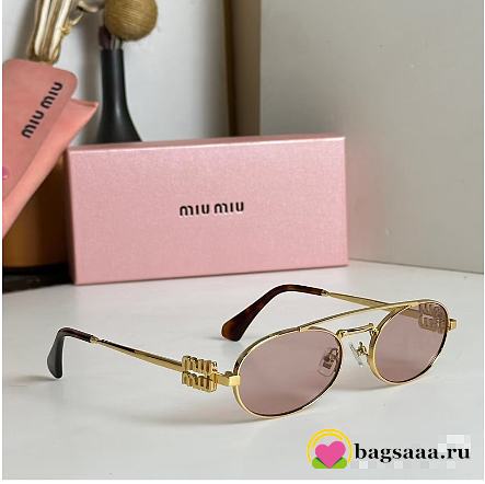 Bagsaaa Miu Miu MU 54ZS oval sunglasses pink tinted lenses - 1