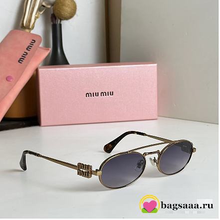 Bagsaaa Miu Miu MU 54ZS oval sunglasses dark blue lenses - 1