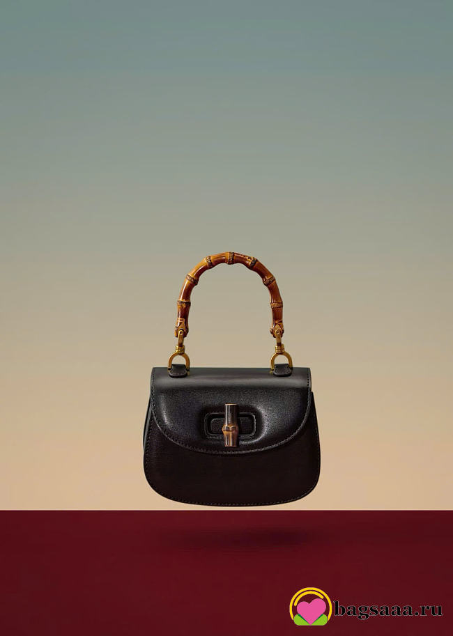 Bagsaaa Gucci Bamboo 1947 Mini Top Handle Black Leather Bag - 17,5cm - 1