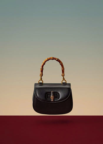 Bagsaaa Gucci Bamboo 1947 Mini Top Handle Black Leather Bag - 17,5cm