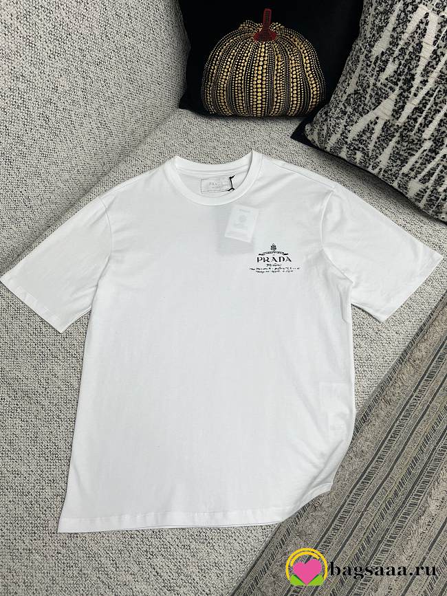 Bagsaaa Prada Logo Oversized Cotton Jersey T-shirt white - 1