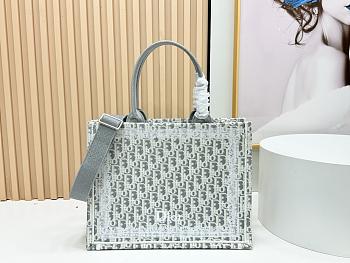 Bagsaaa New Collection 2026 Medium Dior Book Tote with Strap Gray Dior Oblique & White Lace 36cm