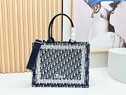 Bagsaaa New Collection 2026 Medium Dior Book Tote with Strap Blue Dior Oblique & White Lace 36cm - 1