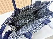 Bagsaaa New Collection 2026 Medium Dior Book Tote with Strap Blue Dior Oblique & White Lace 36cm - 2