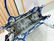 Bagsaaa New Collection 2026 Small Dior Book Tote with Strap Blue Floral Garden Embroidery 26.5 cm - 3