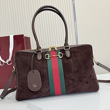 Bagsaaa Gucci Borsetto large boston bag 866734 dark brown suede - 38.5cm