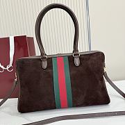 Bagsaaa Gucci Borsetto large boston bag 866734 dark brown suede - 38.5cm - 2