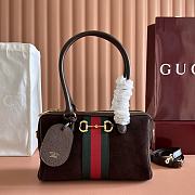 Bagsaaa Gucci Borsetto medium boston bag 866732 dark brown suede - 28cm - 1