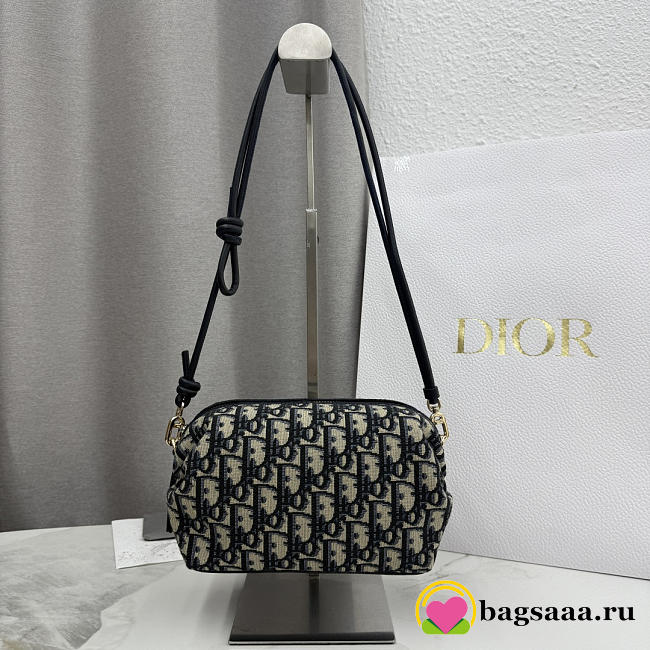 Bagsaaa Dior Bow Pouch Blue Dior Oblique Jacquard - 20cm - 1