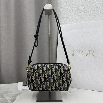 Bagsaaa Dior Bow Pouch Blue Dior Oblique Jacquard - 20cm