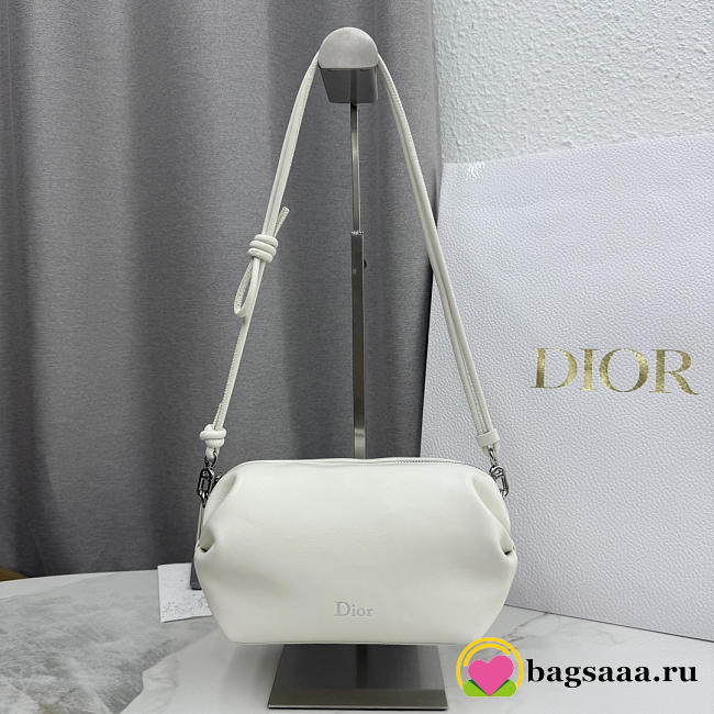 Bagsaaa Dior Bow Pouch White Supple Lambskin - 20cm - 1