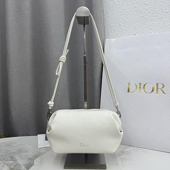 Bagsaaa Dior Bow Pouch White Supple Lambskin - 20cm