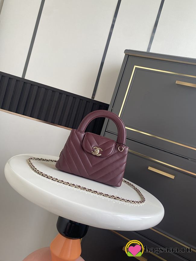 Bagsaaa Chanel Spring Summer 2026 Mini Shopping Bag AS4416 Burgundy - 19cm - 1