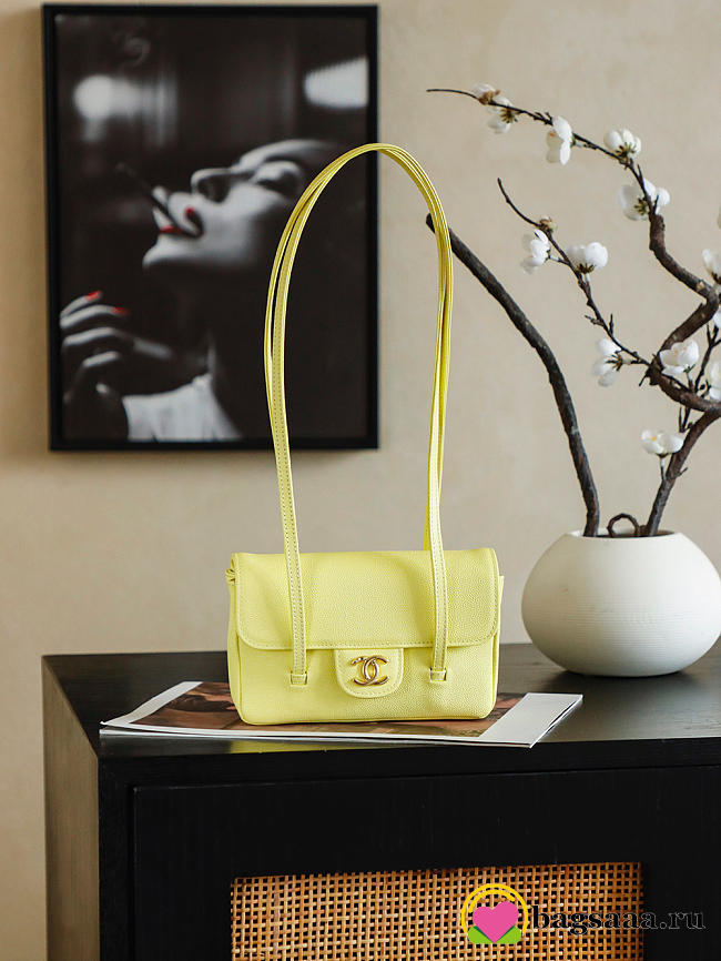 Bagsaaa Chanel Spring Summer 2026 Clutch with Leather Strap AP5068 yellow - 17cm - 1