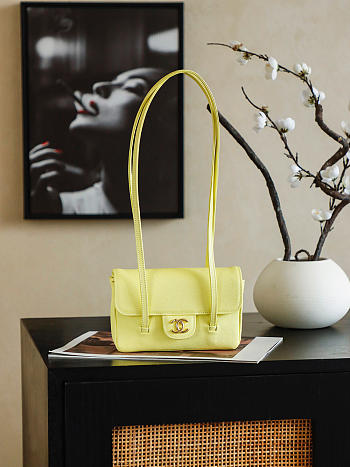 Bagsaaa Chanel Spring Summer 2026 Clutch with Leather Strap AP5068 yellow - 17cm