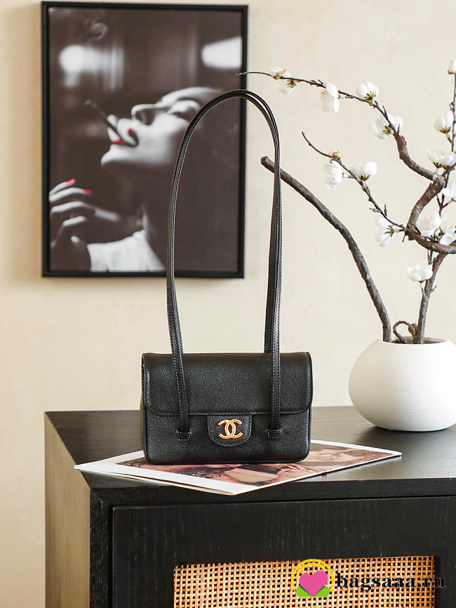 Bagsaaa Chanel Spring Summer 2026 Clutch with Leather Strap AP5068 black - 17cm - 1