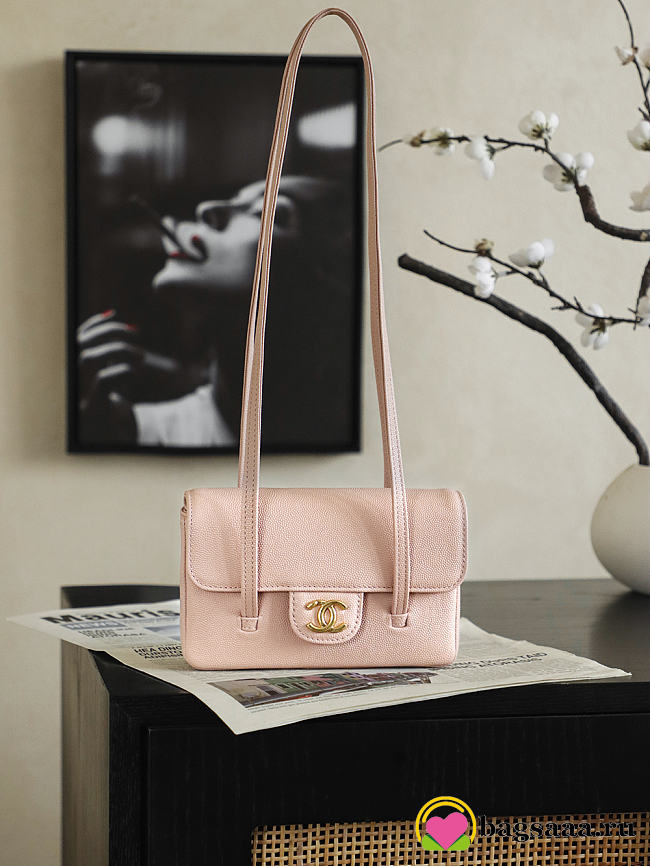 Bagsaaa Chanel Spring Summer 2026 Clutch with Leather Strap AP5068 light pink - 17cm - 1