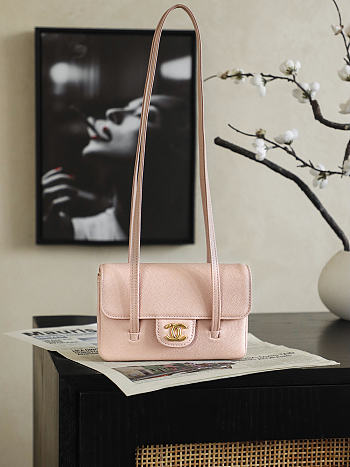 Bagsaaa Chanel Spring Summer 2026 Clutch with Leather Strap AP5068 light pink - 17cm