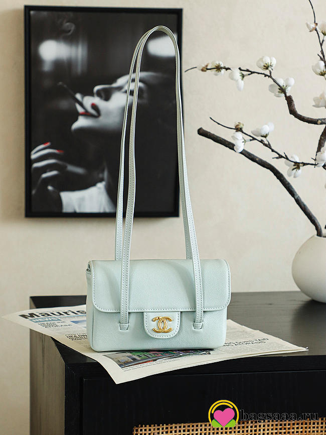 Bagsaaa Chanel Spring Summer 2026 Clutch with Leather Strap AP5068 light blue - 17cm - 1