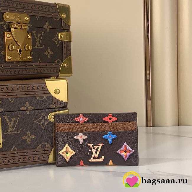 Bagsaaa 2026 Collection LV M28284 Double Card Holder Chocolate - 11cm - 1