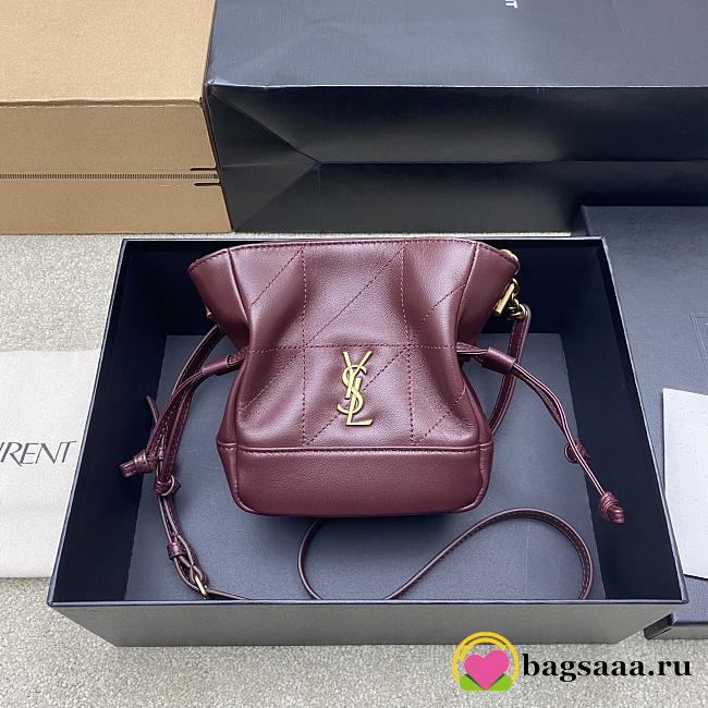 Bagsaaa YSL JAMIE mini shoulder pouch in lambskin 859174 dark red - 15.5cm - 1