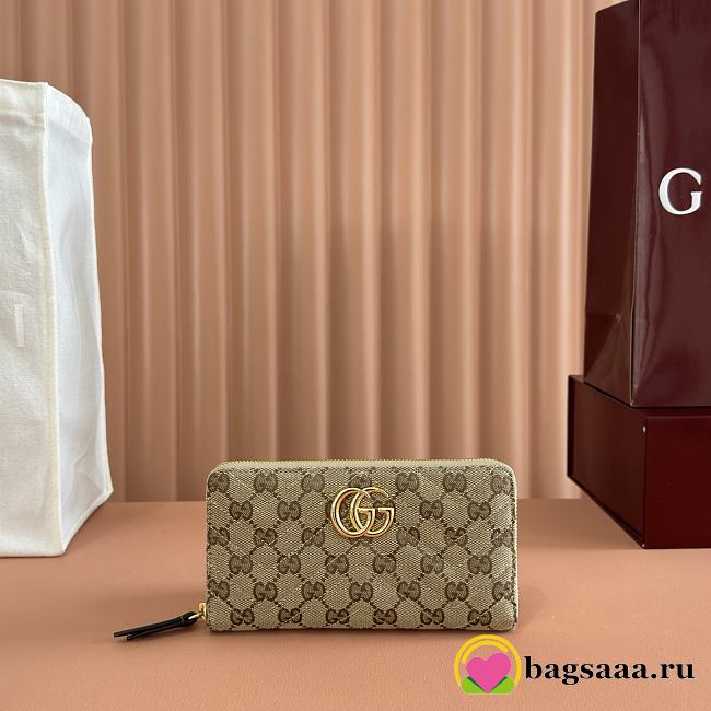 Bagsaaa Gucci GG Marmont zip around wallet 443123 beige - 19cm - 1