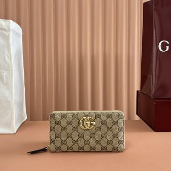 Bagsaaa Gucci GG Marmont zip around wallet 443123 beige - 19cm