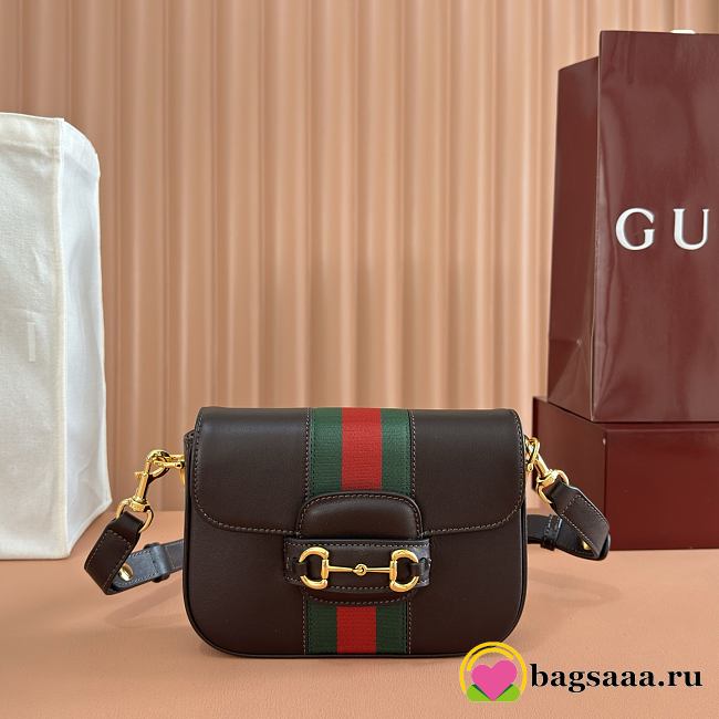 Bagsaaa Gucci Horsebit 1955 small shoulder bag 866762 dark brown - 21cm - 1
