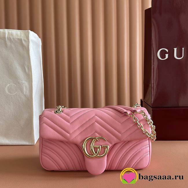 Bagsaaa Gucci GG Marmont medium shoulder bag 837267 pink - 26cm - 1