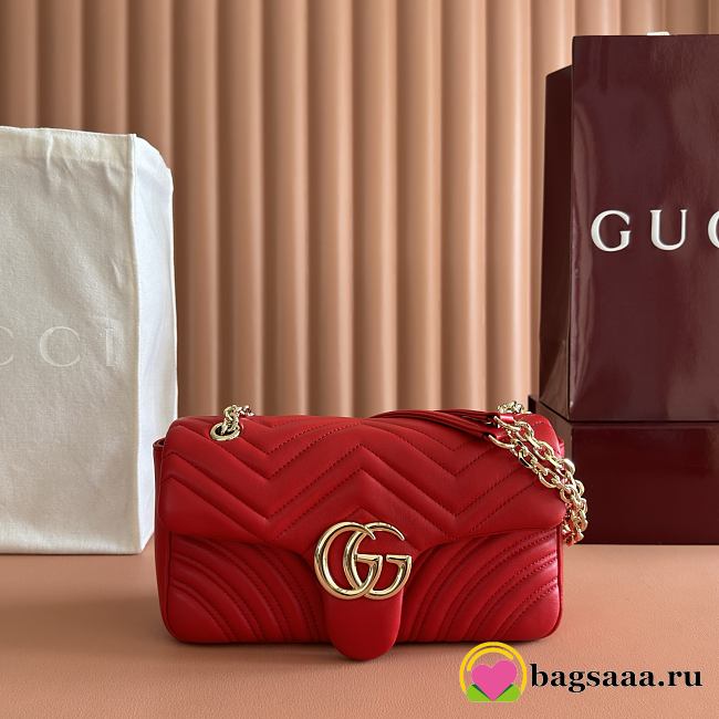 Bagsaaa Gucci GG Marmont medium shoulder bag 837267 Red - 26cm - 1