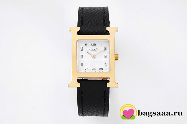 Bagsaaa Hermès Heure H black & gold watch - 1