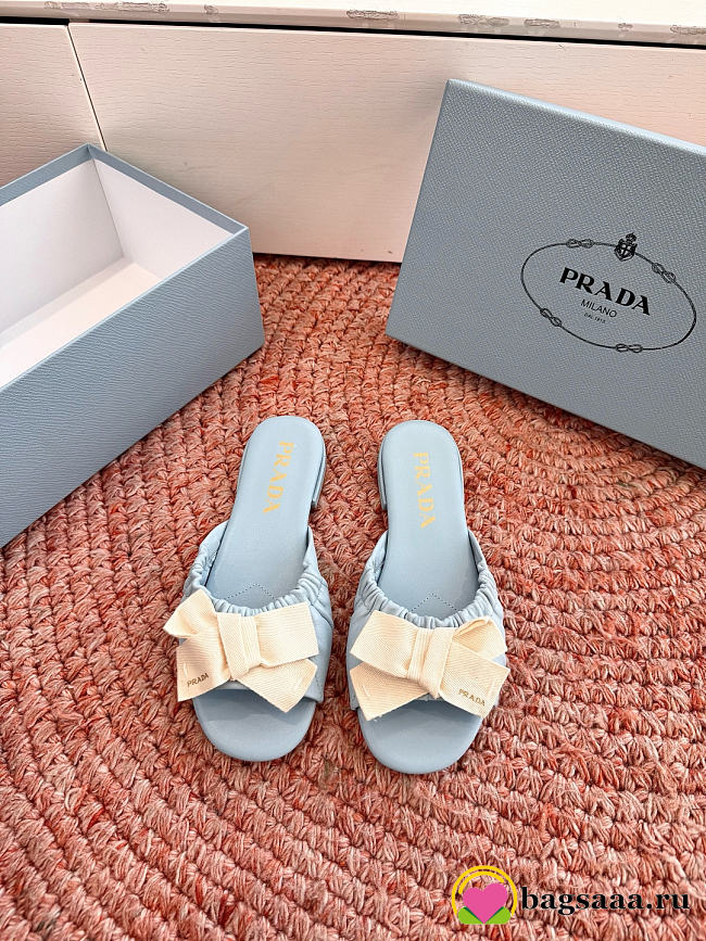 Bagsaaa Prada Bow Slide Sandals blue - 1