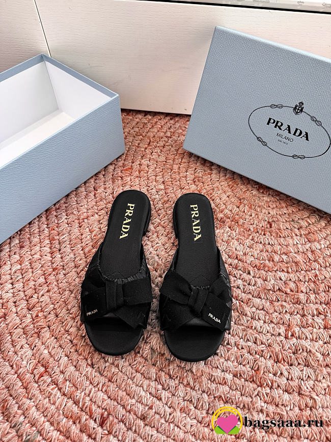 Bagsaaa Prada Bow Slide Sandals black - 1