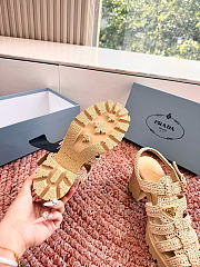 Bagsaaa Prada Women's Monolith Crochet Cage Sandals beige - 3